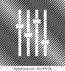 Adjustment music line sign. Vector. Icon. Hole in moire background.