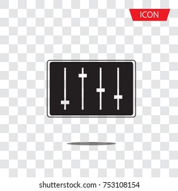 Adjustment music vector icon, adjustment audio vector icon isolated on transparent background.
