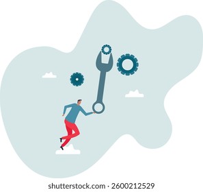 Adjustment and optimization for business improvement, change or fine tune for smooth ride, repair and maintenance service concept,character for design