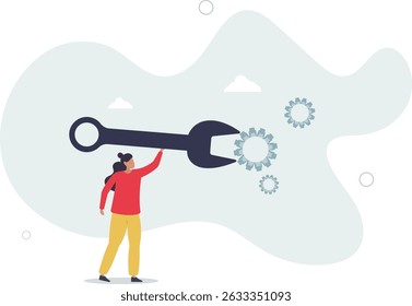 Adjustment and optimization for business improvement, change or fine tune for smooth ride, repair and maintenance service concept. character life .