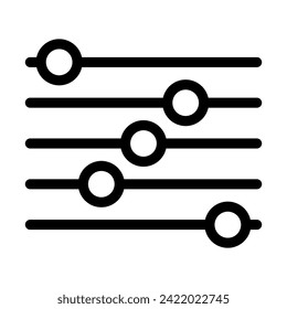 Adjustment parameters icon, settings filter button regulation control panel