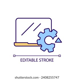 Adjustment problem RGB color icon. Set up computer issue. Ineffective system updating. Optimization process. Isolated vector illustration. Simple filled line drawing. Editable stroke. Arial font used