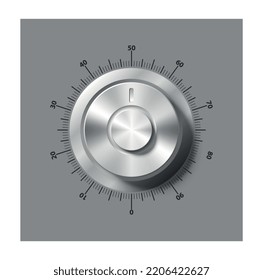 Adjustment Round Dial. Grey Button For Adjusting Volume Level Of Player, Application Or Program. Interface For Website, Graphic Element. Music Editing Software. Realistic 3D Vector Illustration