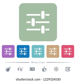 Adjustment white flat icons on color rounded square backgrounds. 6 bonus icons included