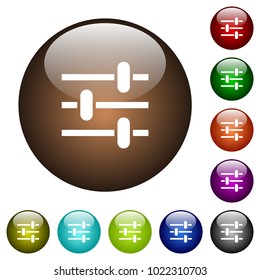 Adjustment white icons on round color glass buttons