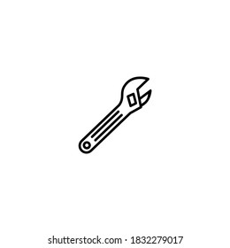 Adjustment wrench icon. Construction icon. Simple, flat, black, outline.