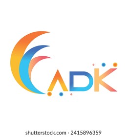 ADK letter technology logo design on white background. ADK creative initials letter business logo concept. ADK uppercase monogram logo and typography for technology, business and real estate brand.
