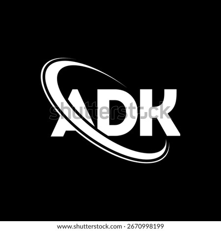 ADK logo. A D K letter. ADK letter logo design. Initials ADK logo linked with circle and uppercase monogram logo. ADK typography for technology, business and real estate brand.