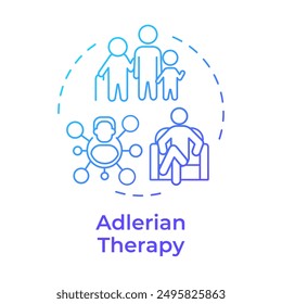 Adlerian therapy blue gradient concept icon. Communication psychotherapy, psychologist. Round shape line illustration. Abstract idea. Graphic design. Easy to use in infographic, presentation