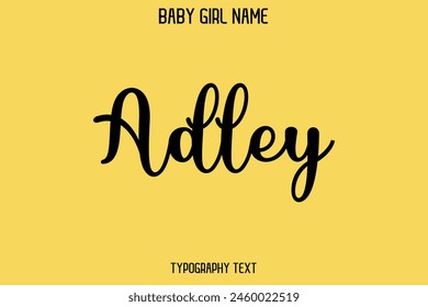 Adley Female Name - Cursive Hand Drawn Lettering Vector Typography Text on Yellow Background