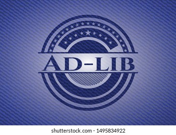 Ad-lib badge with denim background. Vector Illustration. Detailed. svg