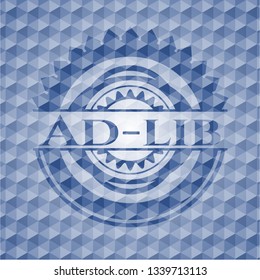 Ad-lib blue emblem or badge with abstract geometric polygonal pattern background. svg