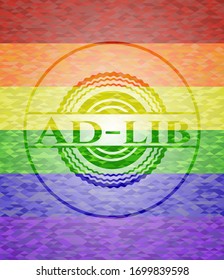 Ad-lib emblem on mosaic background with the colors of the LGBT flag svg
