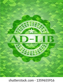 Ad-lib green emblem. Mosaic background svg
