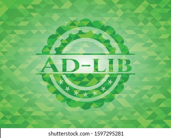 Ad-lib green emblem with mosaic background. Vector Illustration. Detailed. svg