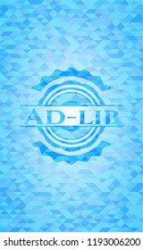 Ad-lib realistic sky blue emblem. Mosaic background svg