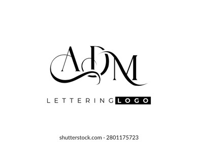 ADM Elegant Monogram Logo Design With Decorative Lettering. Elegant Monogram Logo Design with Decorative Elements and Typography