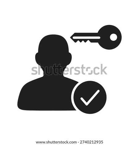 Admin access permission icon showing user avatar with key representing secure login account unlocking authorization privilege