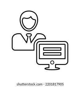 Administrador, administración, icono de contorno de personas. Vector de arte de línea.