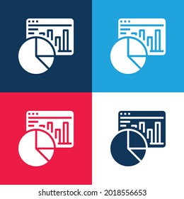 Conjunto de iconos mínimo de cuatro colores azul y rojo de administración