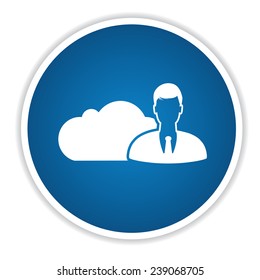 Admin cloud computing icon on blue button,clean vector