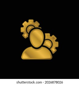 Admin With Cogwheels gold plated metalic icon or logo vector
