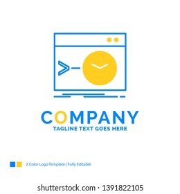 Admin, command, root, software, terminal Blue Yellow Business Logo template. Creative Design Template Place for Tagline.