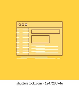 Admin, console, panel, root, software Flat Line Filled Icon. Beautiful Logo button over yellow background for UI and UX, website or mobile application