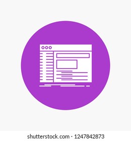 Admin, console, panel, root, software White Glyph Icon in Circle. Vector Button illustration