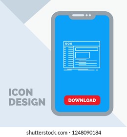 Admin, console, panel, root, software Line Icon in Mobile for Download Page