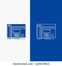 Admin, console, panel, root, software Line and Glyph web Button in Blue color Vertical Banner for UI and UX, website or mobile application