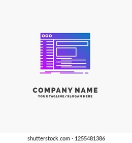 Admin, console, panel, root, software Purple Business Logo Template. Place for Tagline.