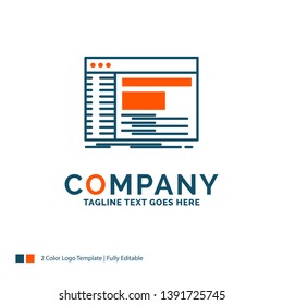 Admin, console, panel, root, software Logo Design. Blue and Orange Brand Name Design. Place for Tagline. Business Logo template.