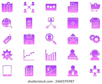Admin Dashboard Glyph Gadient icon pictogram symbol visual illustration Set