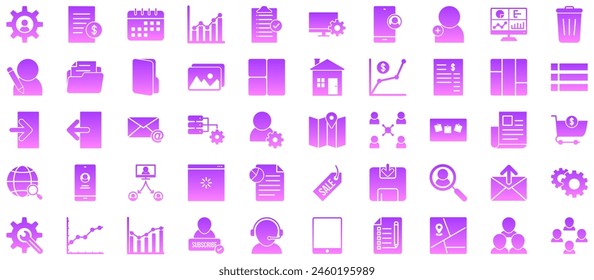 Admin Dashboard Glyph Gadient icon pictogram symbol visual illustration Set
