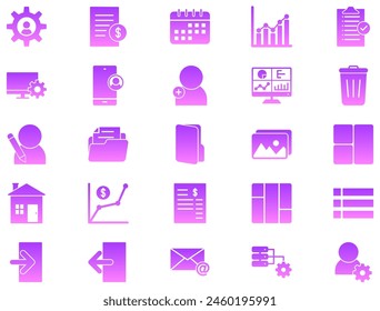 Admin Dashboard Glyph Gadient icon pictogram symbol visual illustration Set