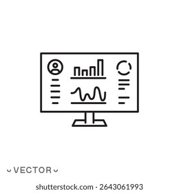 admin dashboard icon, user panel, user dashboard concept, thin line symbol isolated on white background, editable stroke eps 10 vector illustration