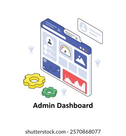 Admin Dashboard isometric Colored illustration. EPS File stock illustration