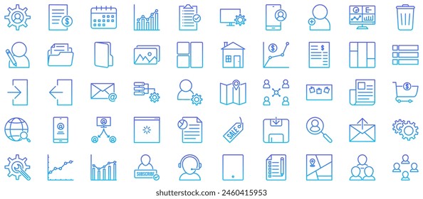 Admin Dashboard Line Gradient icon pictogram symbol visual illustration Set