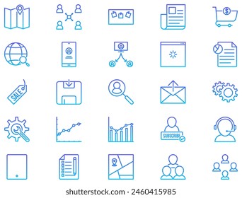 Admin Dashboard Line Gradient icon pictogram symbol visual illustration Set