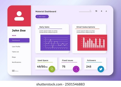 Admin dashboard panel with flat design vector design in eps 10