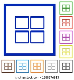 Admin dashboard panels flat color icons in square frames on white background