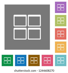 Admin dashboard panels flat icons on simple color square backgrounds