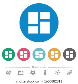 Admin dashboard panels flat white icons on round color backgrounds. 6 bonus icons included.