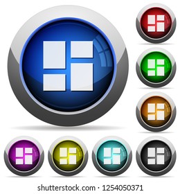 Admin dashboard panels icons in round glossy buttons with steel frames