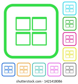 Admin dashboard panels vivid colored flat icons in curved borders on white background