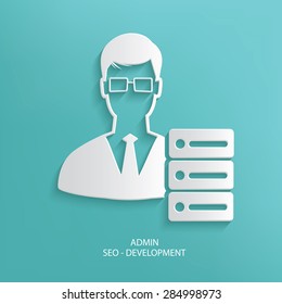 Admin design on blue background,clean vector