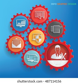 
Admin and development concept design,gear info graphic,vector