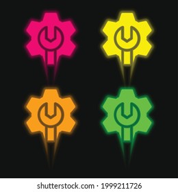 Administrador cuatro colores de icono de vector de neón brillante
