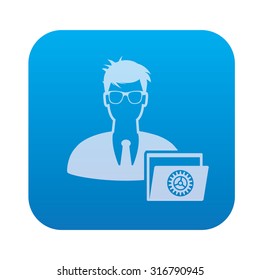 Admin icon on blue background,clean vector